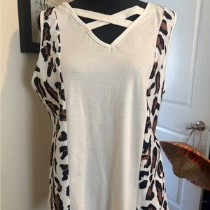 Crisscross Leopard Print Tank Top